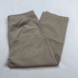 Eileen Fisher Womens Tan Organic Cotton Stretch Straight Leg Crop Pants Size Med